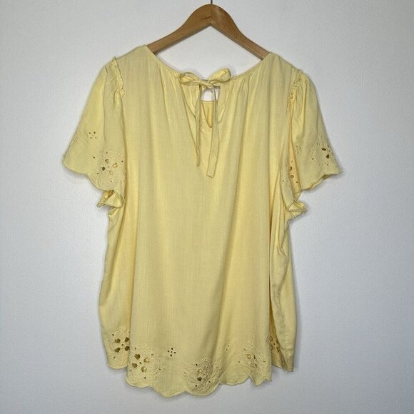 Lauren Conrad Blouse Size XXL Yellow Eyelet Boho - Picture 3 of 11